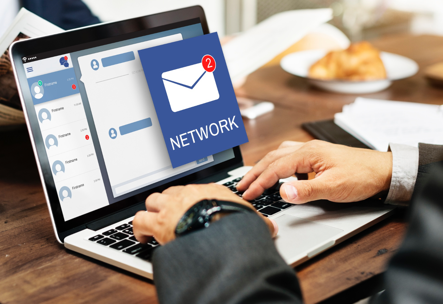 Email network interface on a laptop